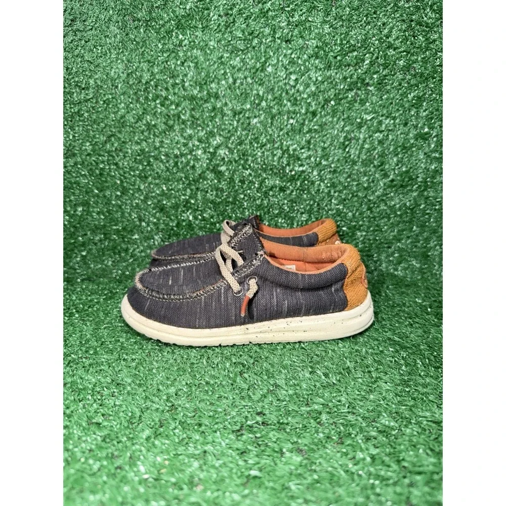 Hey Dude Wally Toddler Size 10C Grey Canvas Jersey‎ Slip-On Loafers Casual Shoes